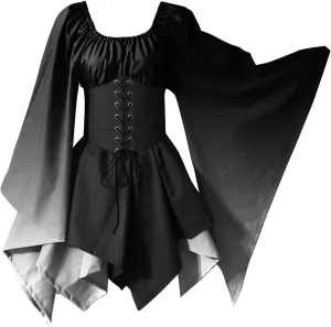 Dress Medieval Costume Women Halloween Costumes Gothic Gown Dresses Gothic Retro Long Sleeve Corset Dress Costumes for Women