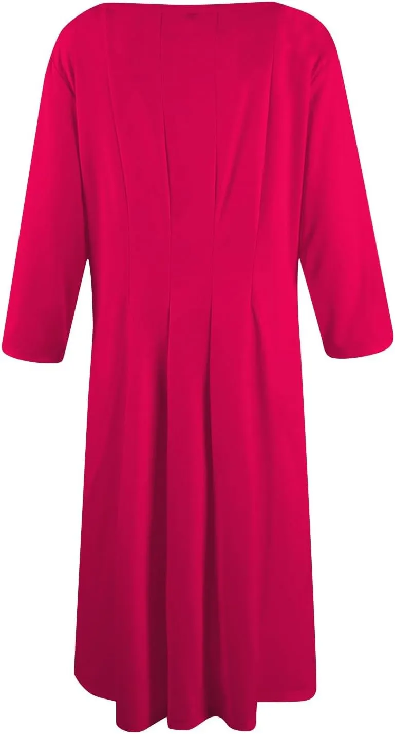 Dresses for Women Casual Summer Crewneck 3/4 Sleeve Midi Dress A Line Dresses with Pockets