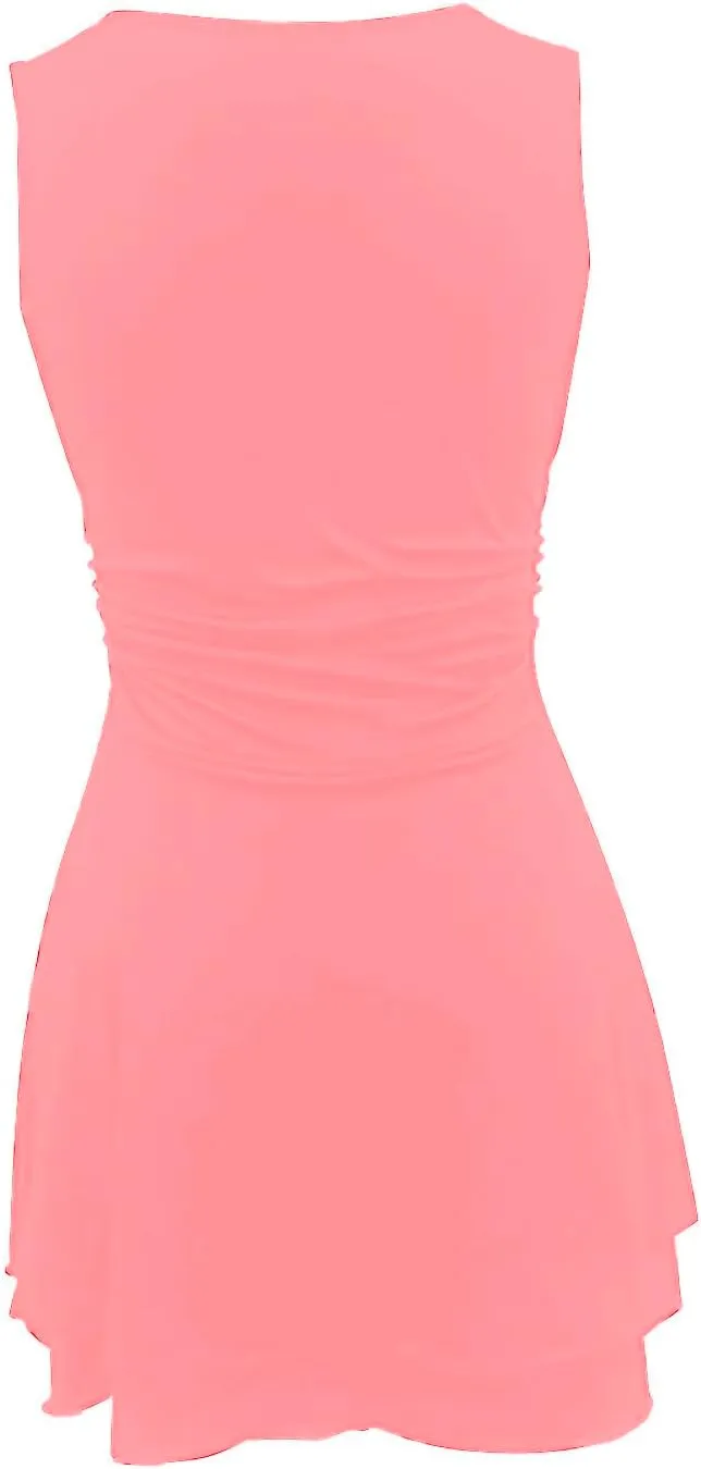 Dresses for Women Sexy Low Cut Square Neck Sleeveless Ruched Waist Ruffle Tiered Layered Flowy A Line Short Mini Dress