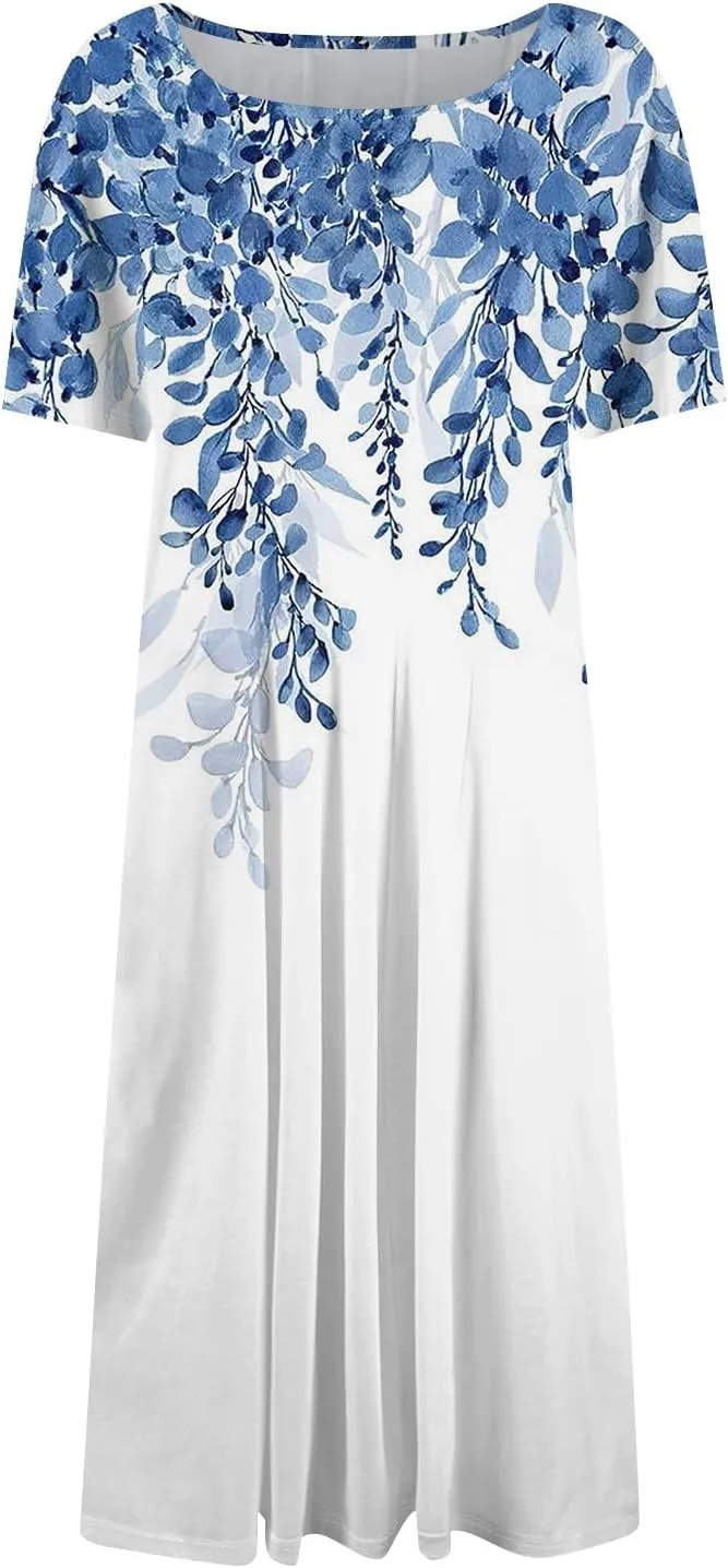 Dresses Women Casual Midi Dresses for Women Short Sleeve Summer Dresses Women Summer Ethnic Style Cute