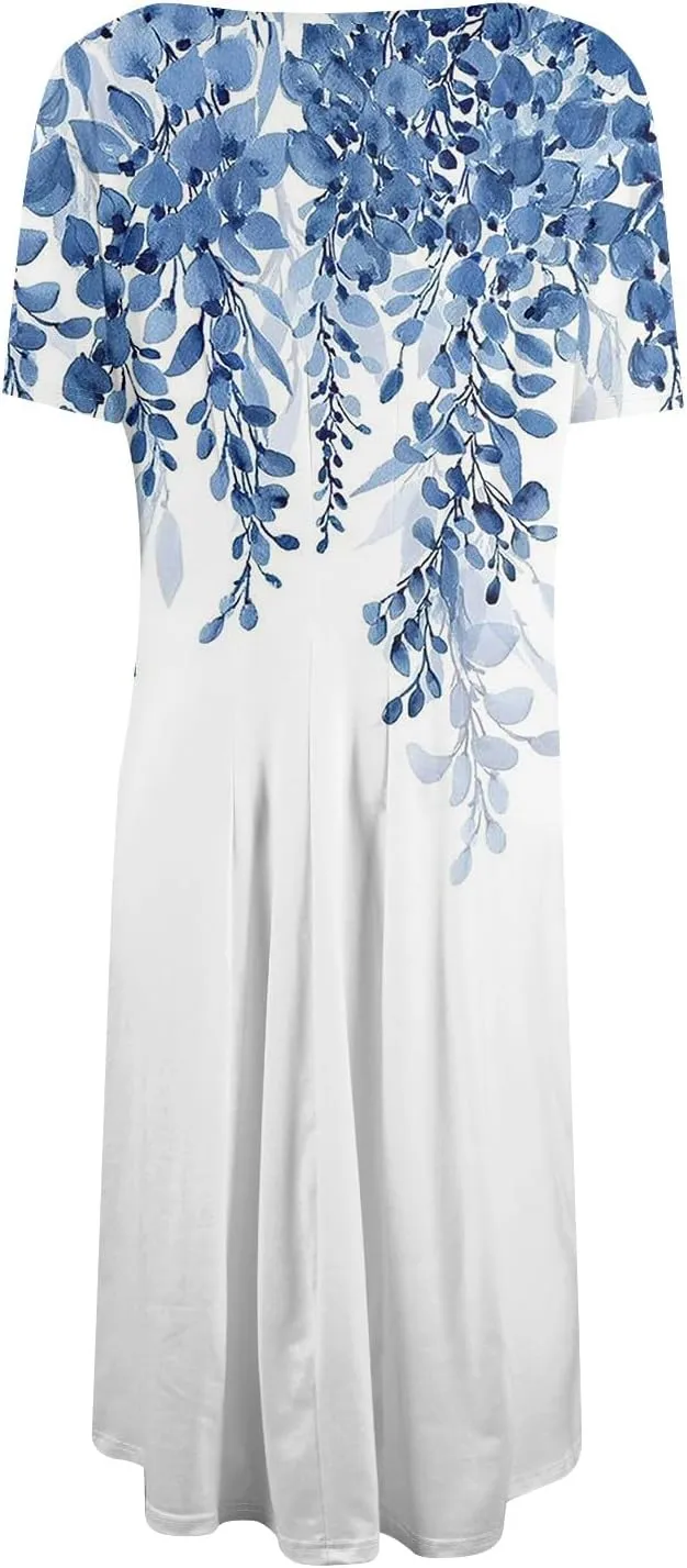 Dresses Women Casual Midi Dresses for Women Short Sleeve Summer Dresses Women Summer Ethnic Style Cute