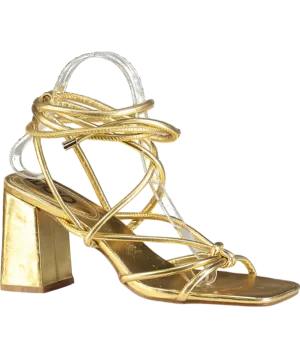 Ego Block Metallic Strappy Lace Up Heels UK 6 EU 39 