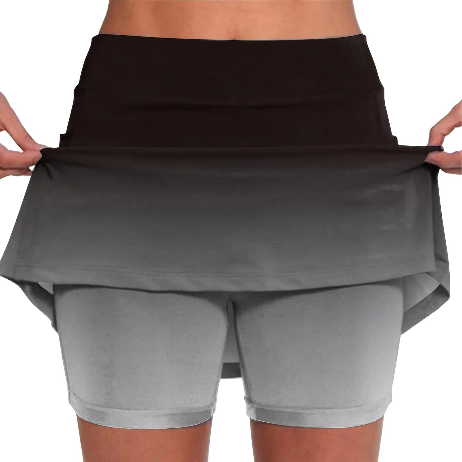 Elastic Yoga Skirt for Women Waist Culottes Short Skirts Skinny Pants Inner Shorts for Running Tummy Control High