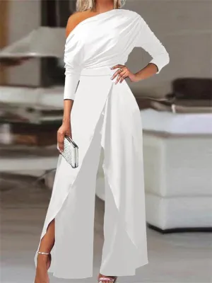 Elegant One-Shoulder Jumpsuit | Chic Split Design