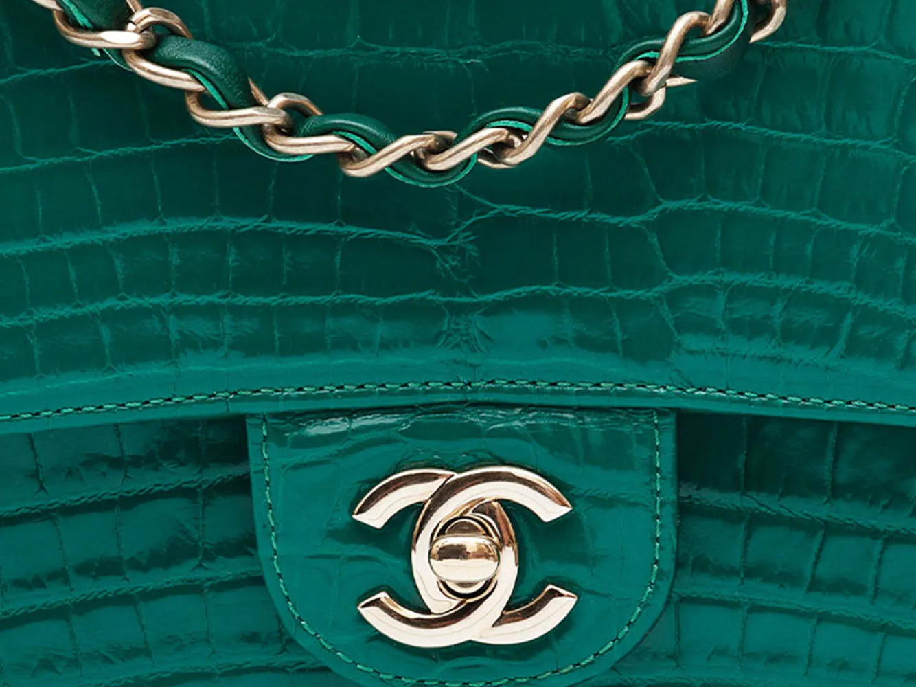 Emerald Medium Double Flap Bag