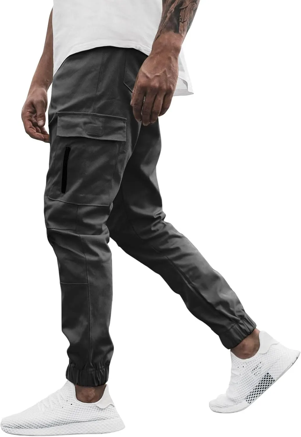 evzosrz Mens Hiking Cargo Pants Slim Fit Joggers Fitness Sweatpants Athletic Workout Outdoor Sports Travel Work Trousers