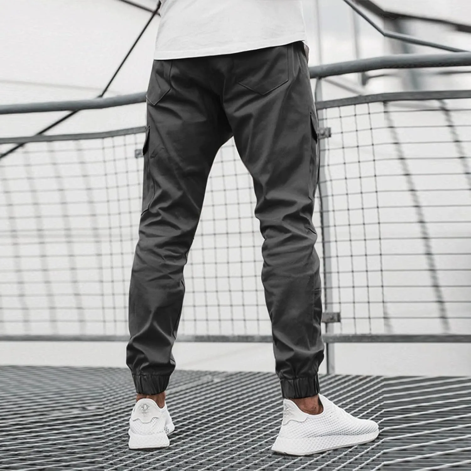 evzosrz Mens Hiking Cargo Pants Slim Fit Joggers Fitness Sweatpants Athletic Workout Outdoor Sports Travel Work Trousers