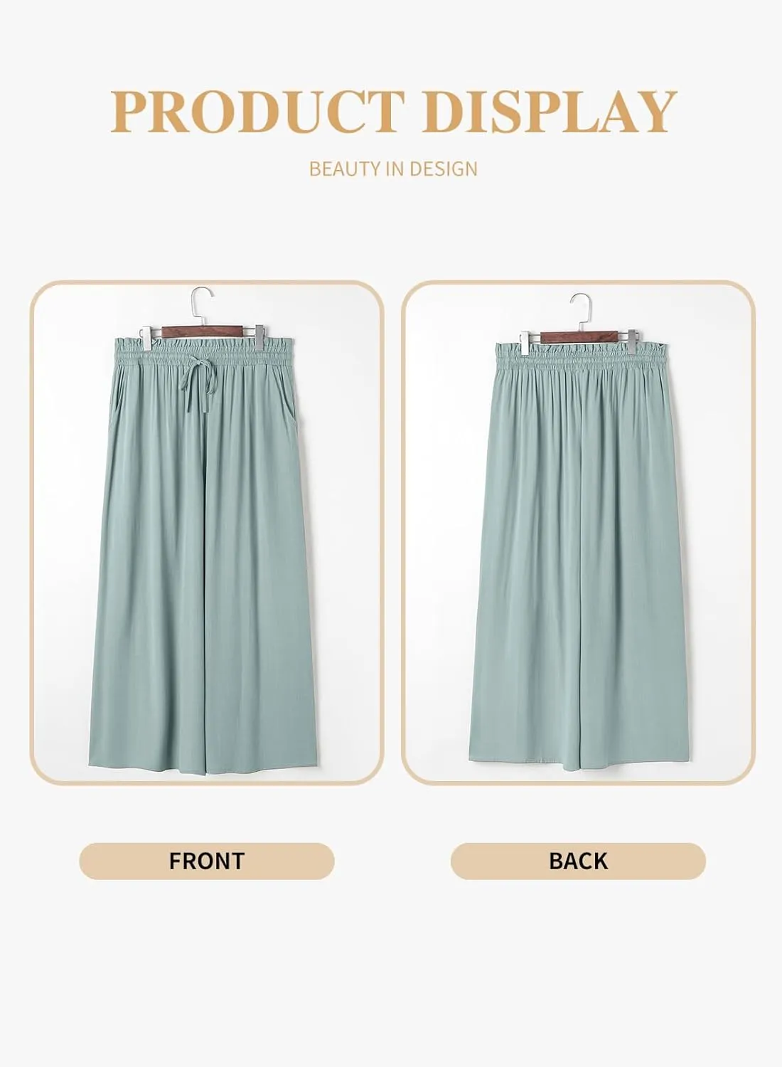 Eytino Womens Plus Size Wide Leg Pants Casual Elastic High Waist Flowy Pants Drawstring Palazzo Pants with Pockets(1X-5X)