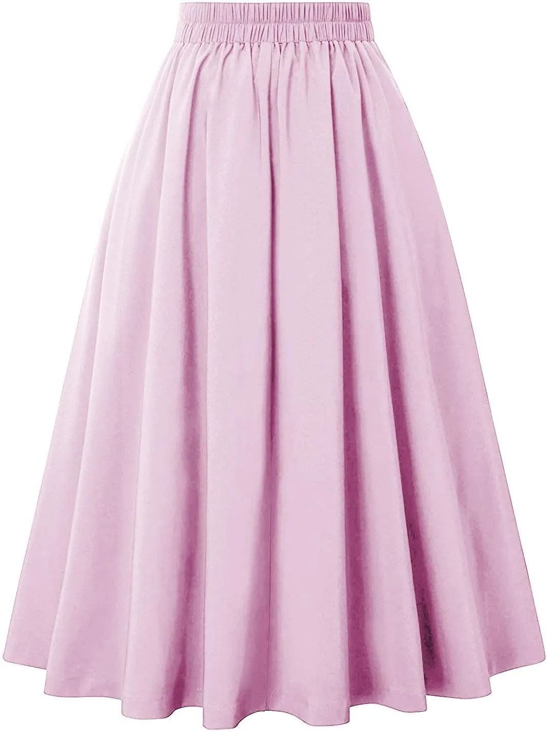 Fall Skirts for Women 2024 Pleated Wool Skirts Casual Button Elastic Waist A-Line Tartan Midi Skirts