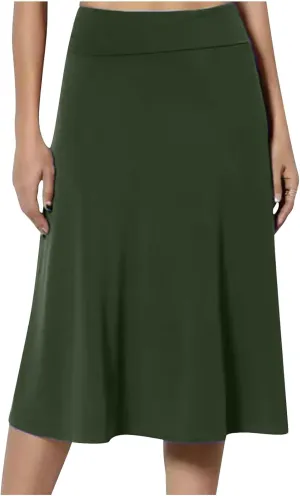 Fashion Women's Midi Skirts Spring and Summer High Waist A Line Skirts Ladies Casual Solid Color Flared Skirts S-3X