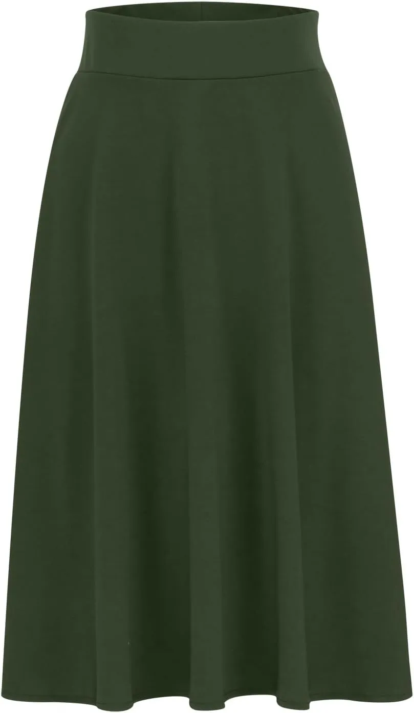 Fashion Women's Midi Skirts Spring and Summer High Waist A Line Skirts Ladies Casual Solid Color Flared Skirts S-3X