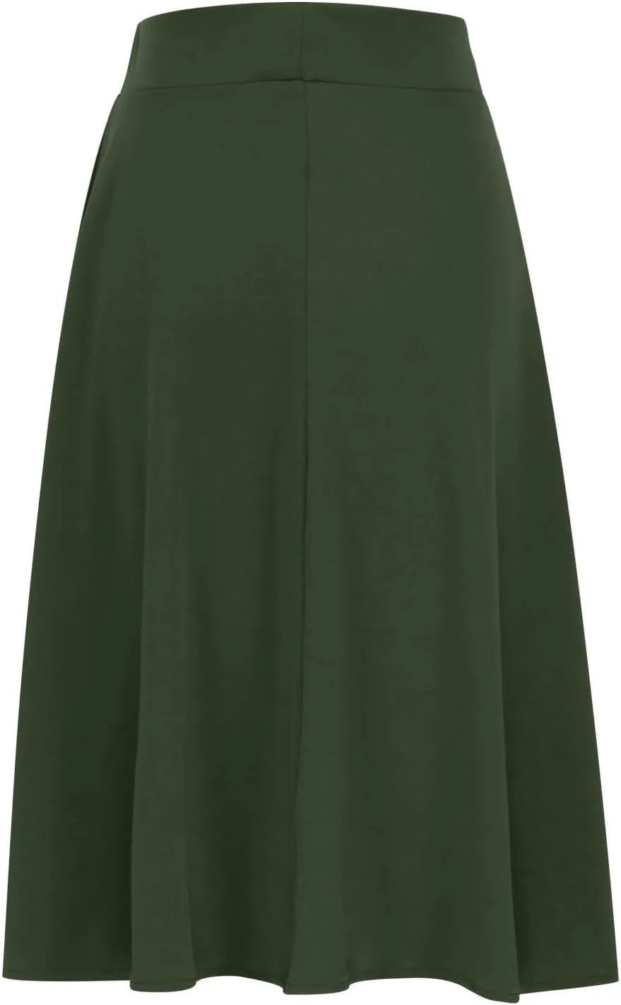 Fashion Women's Midi Skirts Spring and Summer High Waist A Line Skirts Ladies Casual Solid Color Flared Skirts S-3X