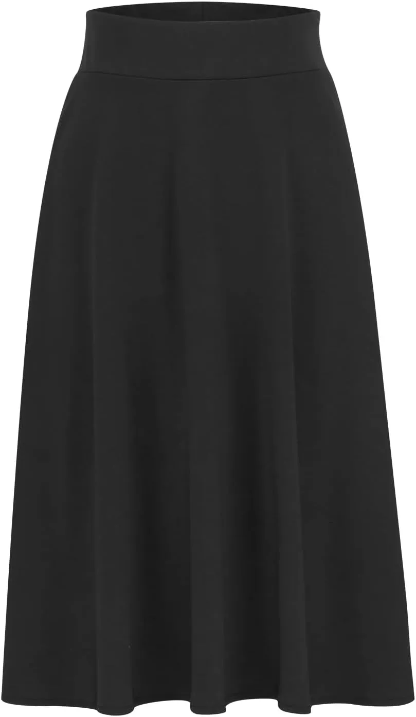 Fashion Women's Midi Skirts Spring and Summer High Waist A Line Skirts Ladies Casual Solid Color Flared Skirts S-3X
