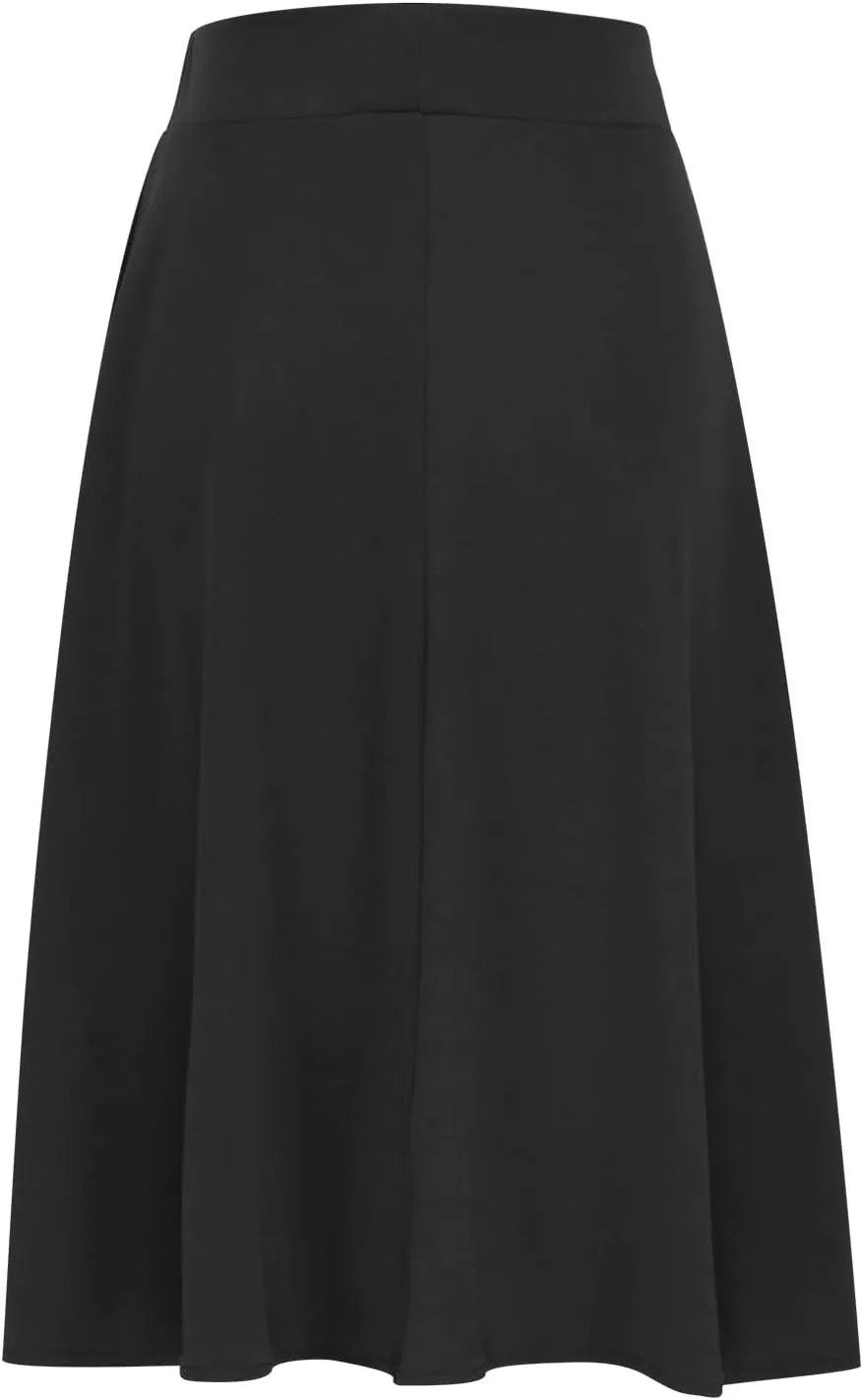Fashion Women's Midi Skirts Spring and Summer High Waist A Line Skirts Ladies Casual Solid Color Flared Skirts S-3X
