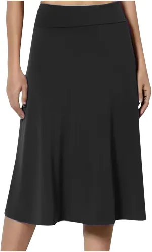 Fashion Women's Midi Skirts Spring and Summer High Waist A Line Skirts Ladies Casual Solid Color Flared Skirts S-3X