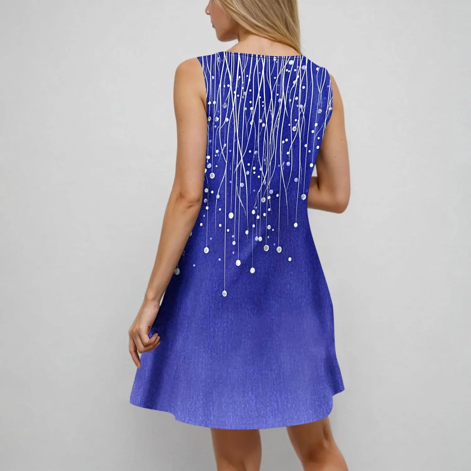Finelylove Boho Dresses for Women 2025 O Ring Shoulder Sleeveless Summer Sundress Cover Up Mini Dress Beach Vacation Outfits