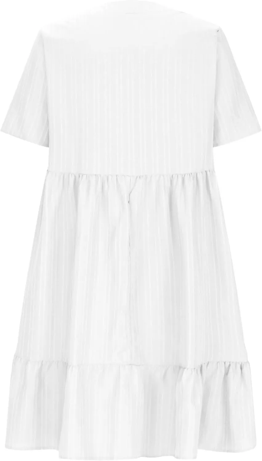 Finelylove Womens Summer Casual Mini Dress Short Sleeve V Neck A Line Sundress Ruffle Flowy Tiered Beach Vacation Dresses