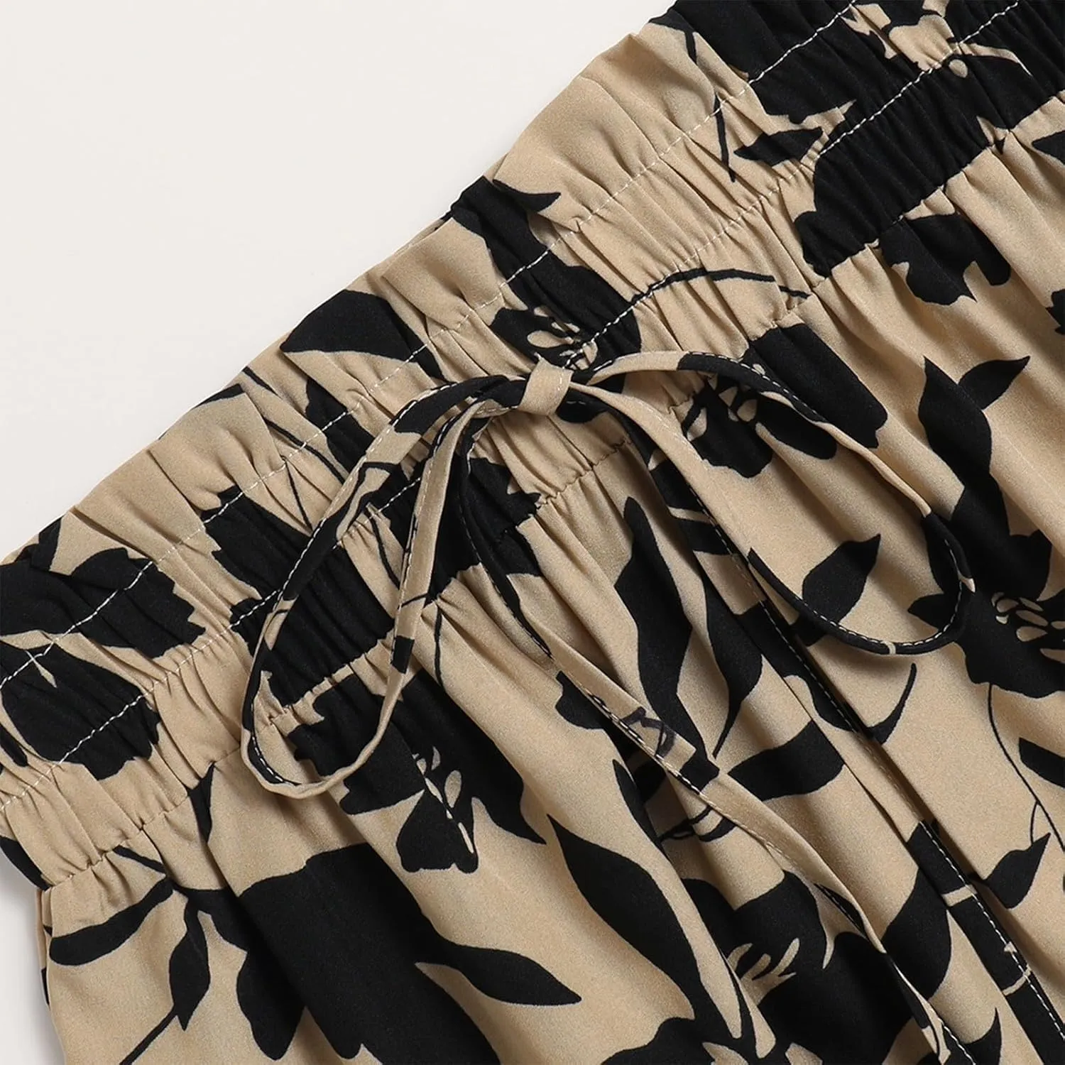 Floral Maxi Skirt for Women Casual Elegant Drawstring Waist Church A Line Skirts Flowy Long Wedding Guest Skorts