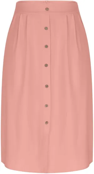 Flowy Midi Skirt for Women Summer Trendy Solid Color High Waist Casual Button Front Skirts with Pockets