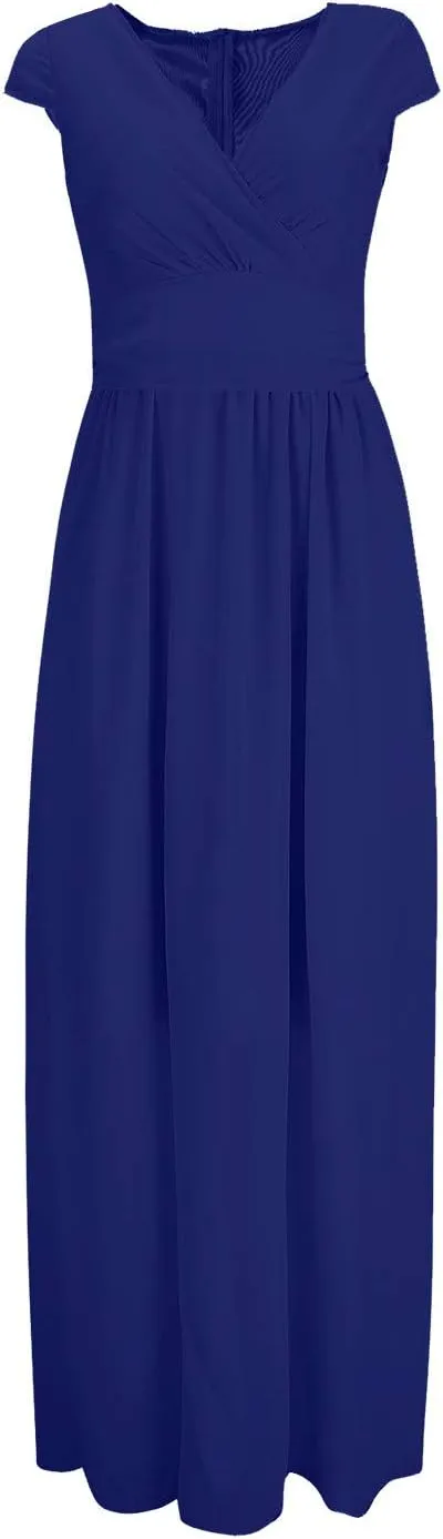 Flutter Sleeves Bridesmaid Dresses for Wedding Chiffon V Neck Ruffles Empire Waist Formal Party Dress 2025