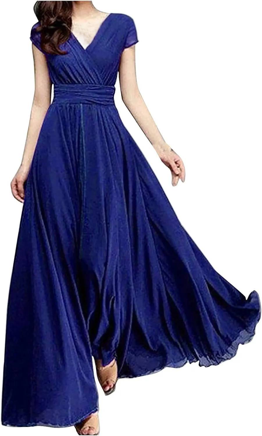 Flutter Sleeves Bridesmaid Dresses for Wedding Chiffon V Neck Ruffles Empire Waist Formal Party Dress 2025