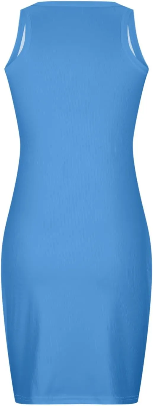 FZYLQY Sleeveless Ribbed Bodycon Mini Dress for Women Slim Fit Casual Tank Dress Stretchy Lightweight Summer Comfy Sundress