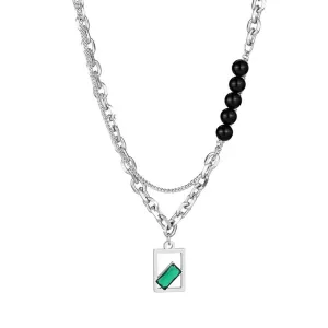 Geometric Green Stone Necklace for Men