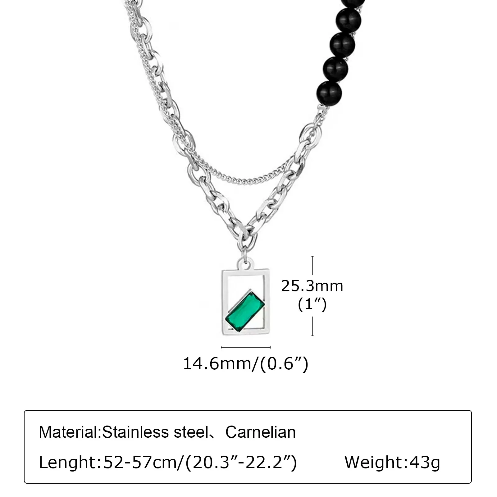 Geometric Green Stone Necklace for Men