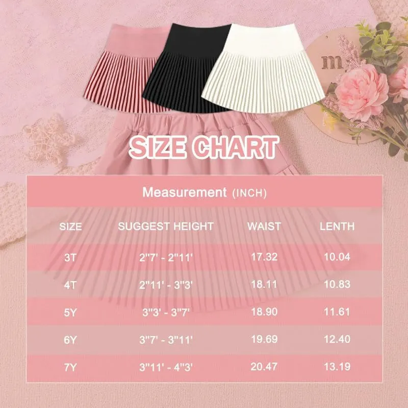Girl Pleated Skirts Little Kid Tennis Skirts Skorts Built in Shorts Toddler Girl Flowy Skirts Athletic Skorts