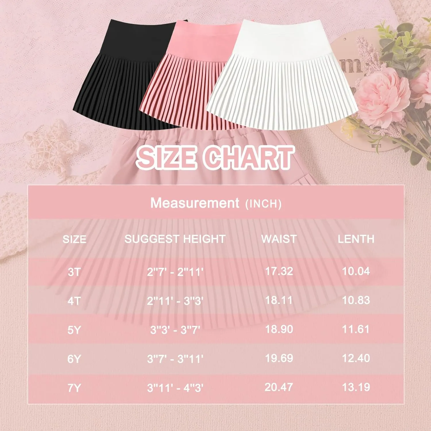 Girl Pleated Skirts Little Kid Tennis Skirts Skorts Built in Shorts Toddler Girl Flowy Skirts Athletic Skorts