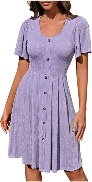Girls Dresses Size 10-12 Floral Summer Dress Ruffle Sleeve Crewneck Flowy Swing Mini Dresses with Pockets