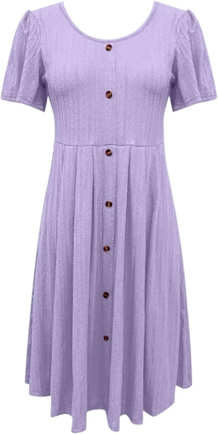 Girls Dresses Size 10-12 Floral Summer Dress Ruffle Sleeve Crewneck Flowy Swing Mini Dresses with Pockets