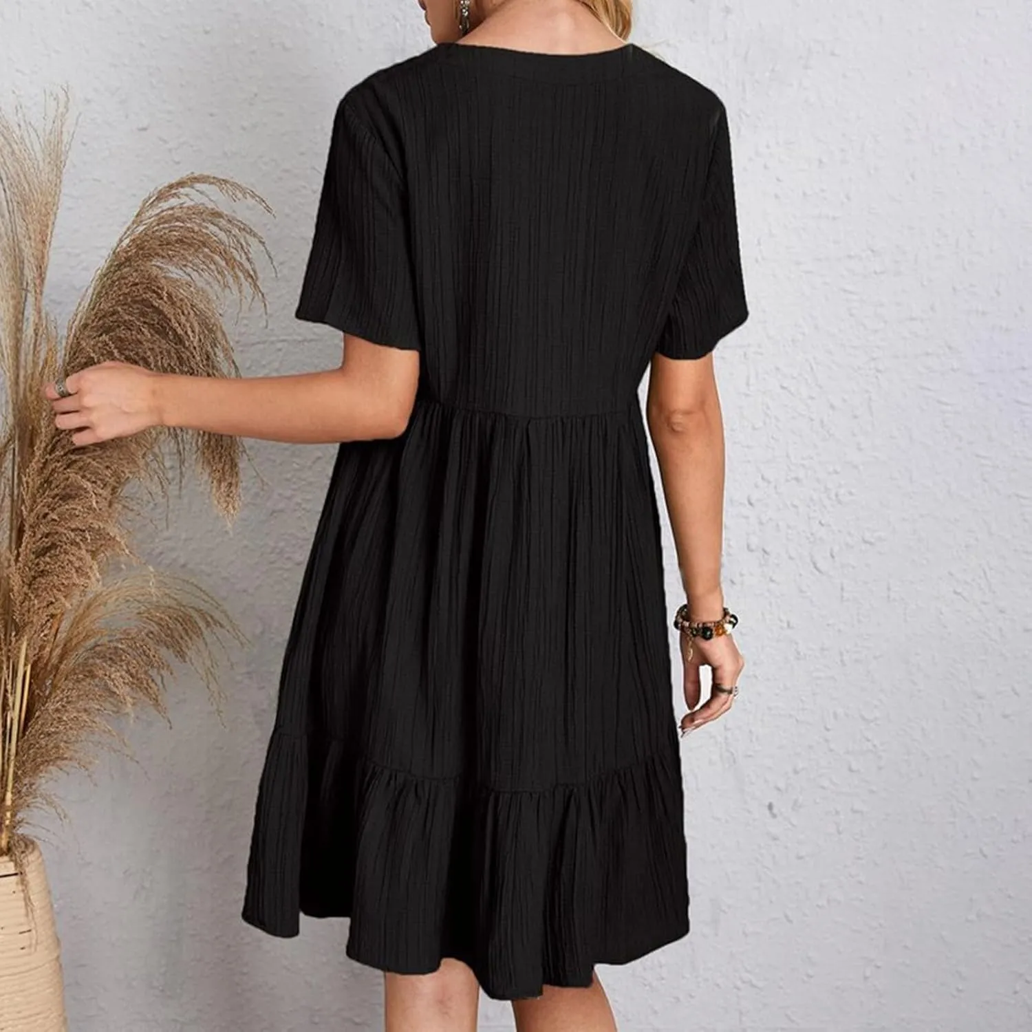 GOKKILRW Womens Summer Dresses Casual Short Sleeve Flowy Maternity Dress Lightweight Going Out Nightgowns Midi Beach Sundress