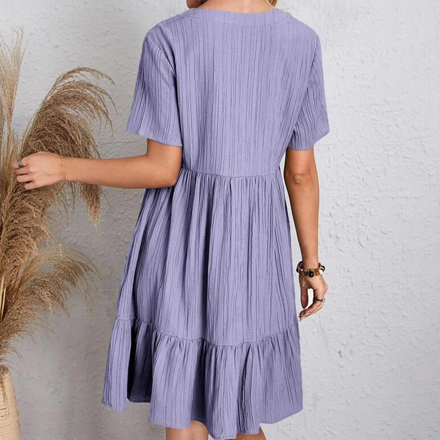 GOKKILRW Womens Summer Dresses Casual Short Sleeve Flowy Maternity Dress Lightweight Going Out Nightgowns Midi Beach Sundress