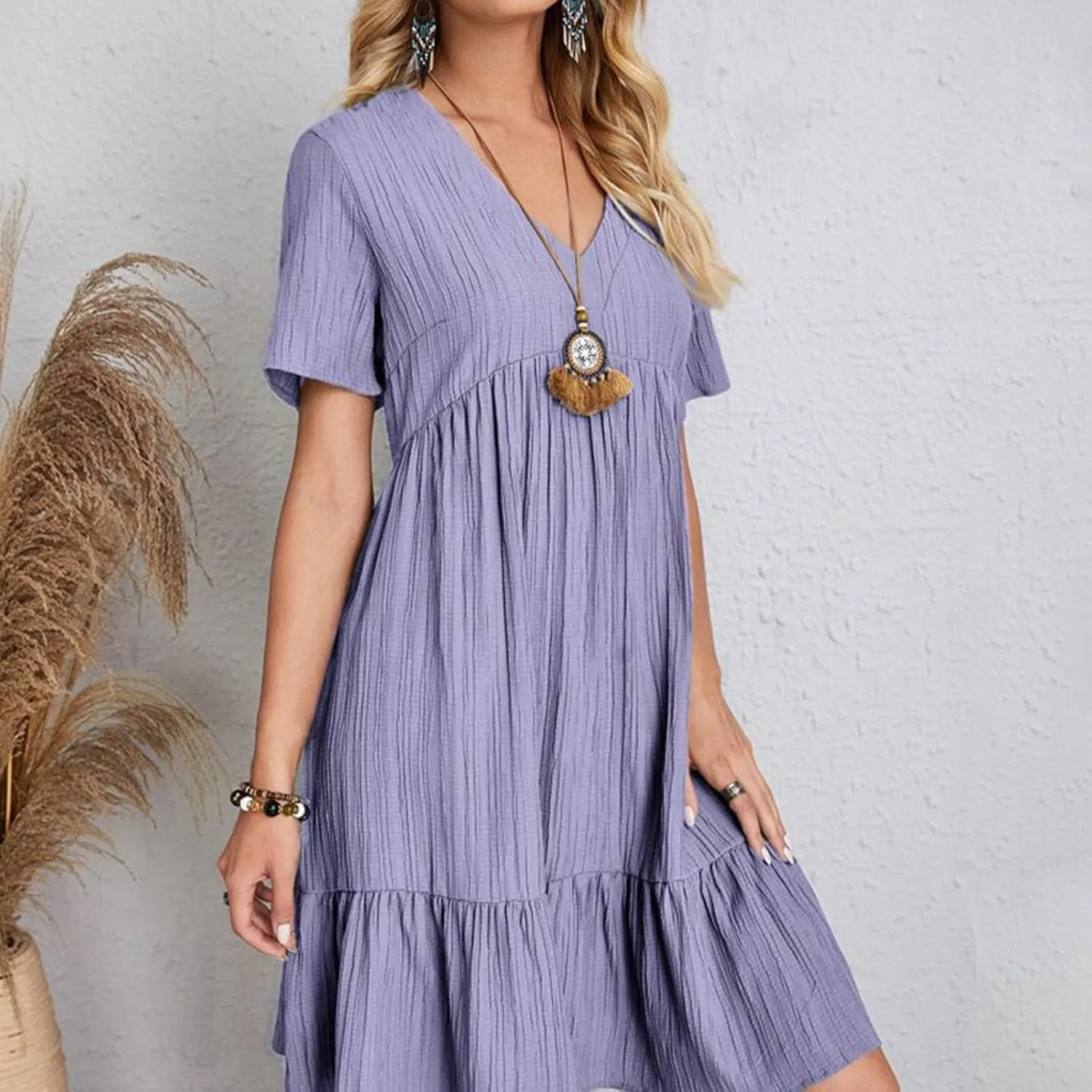 GOKKILRW Womens Summer Dresses Casual Short Sleeve Flowy Maternity Dress Lightweight Going Out Nightgowns Midi Beach Sundress