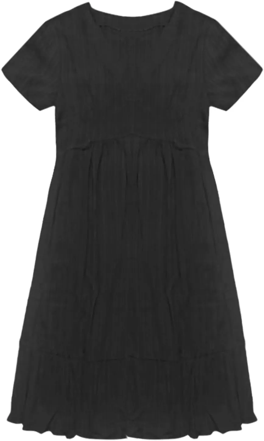 GOKKILRW Womens Summer Dresses Casual Short Sleeve Flowy Maternity Dress Lightweight Going Out Nightgowns Midi Beach Sundress