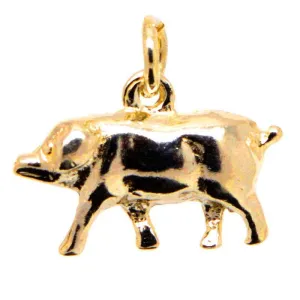 Gold Farmyard Pig Charm