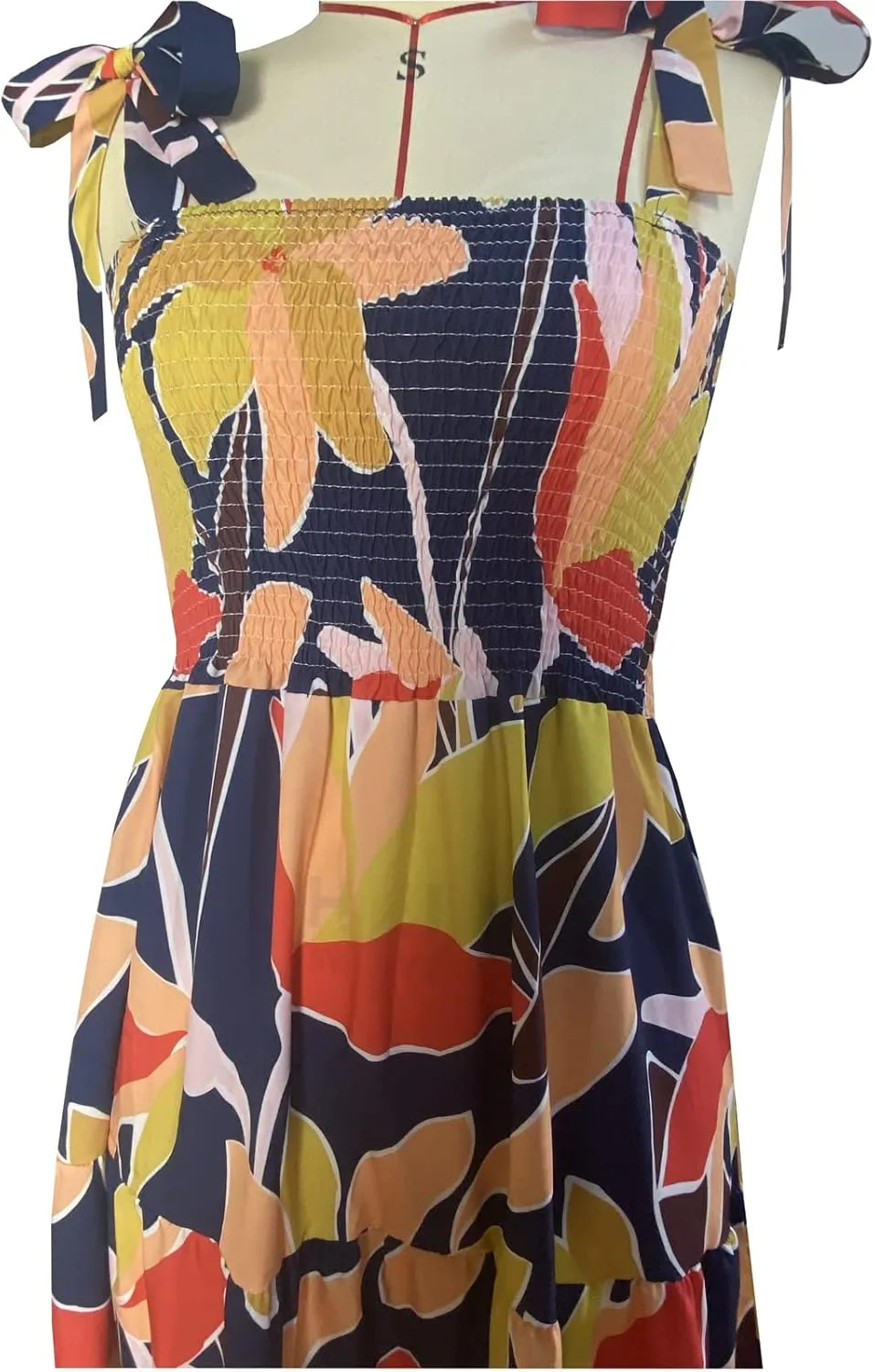 GOLDSTITCH Women's Summer Boho Spaghetti Strap Ruffle A Line Beach Long Maxi Dress