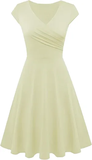 GORIFE Womens Cocktail Trendy Midi Dress Cap Sleeve Summer Dresses Party Casual Dress