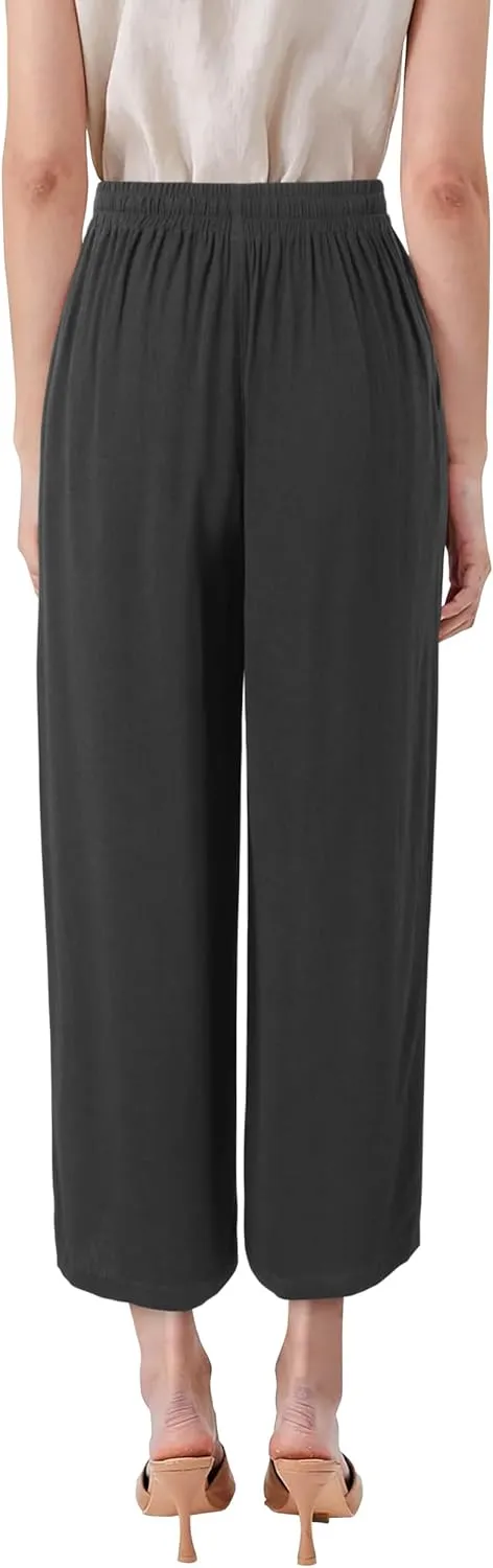 Hat and Beyond Womens Premium Soft Linen Shorts & Pants Relaxed Fit Comfort Resort Wear Boho Beach Coverup Style
