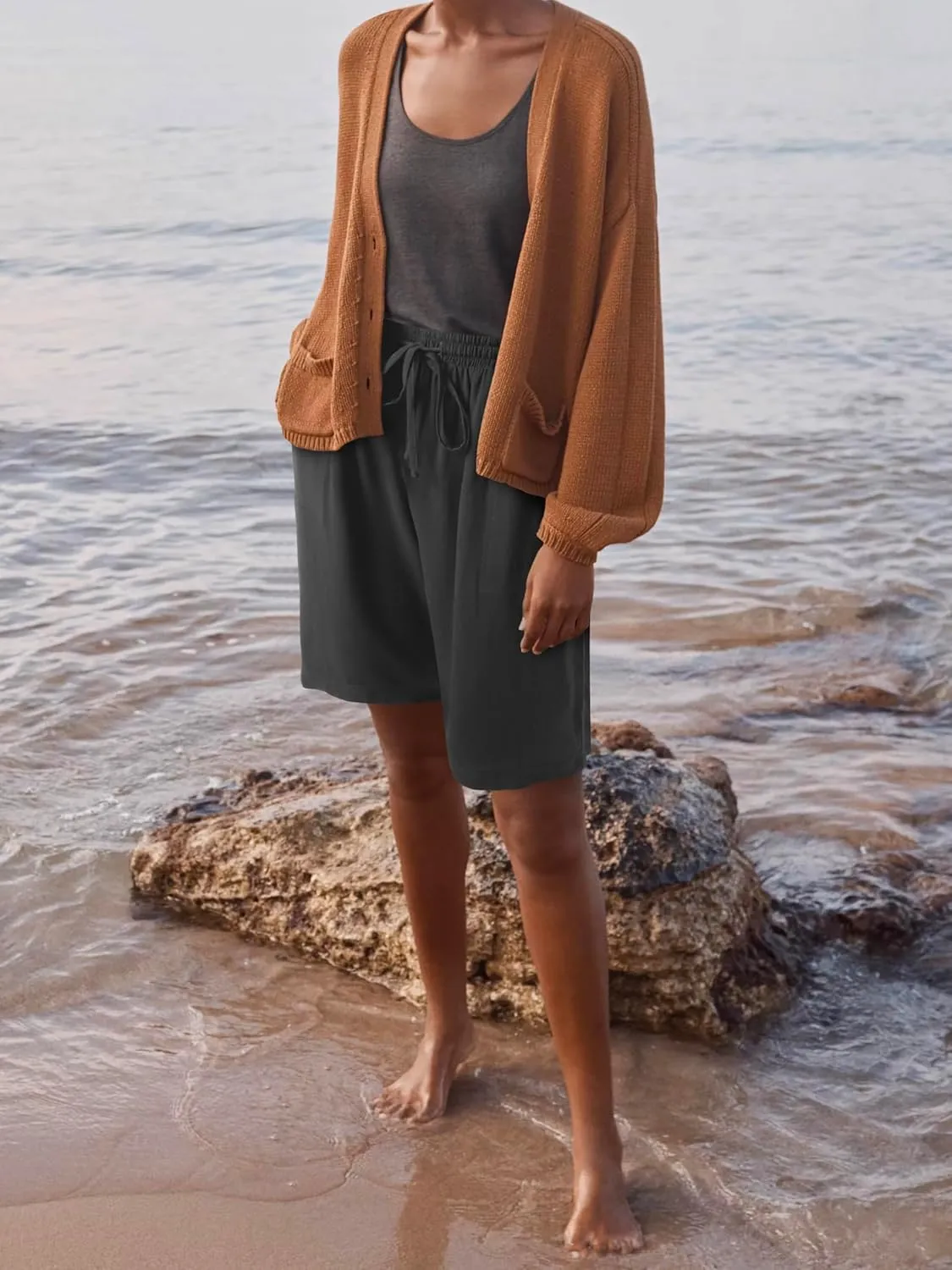 Hat and Beyond Womens Premium Soft Linen Shorts & Pants Relaxed Fit Comfort Resort Wear Boho Beach Coverup Style