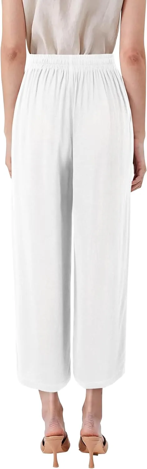Hat and Beyond Womens Premium Soft Linen Shorts & Pants Relaxed Fit Comfort Resort Wear Boho Beach Coverup Style
