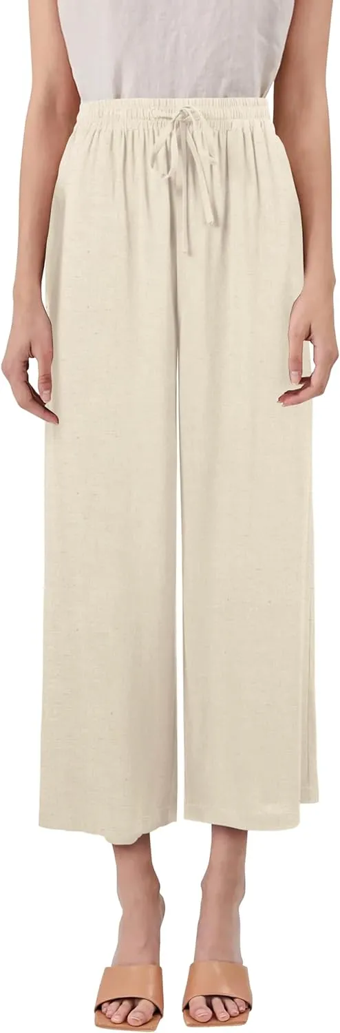Hat and Beyond Womens Premium Soft Linen Shorts & Pants Relaxed Fit Comfort Resort Wear Boho Beach Coverup Style