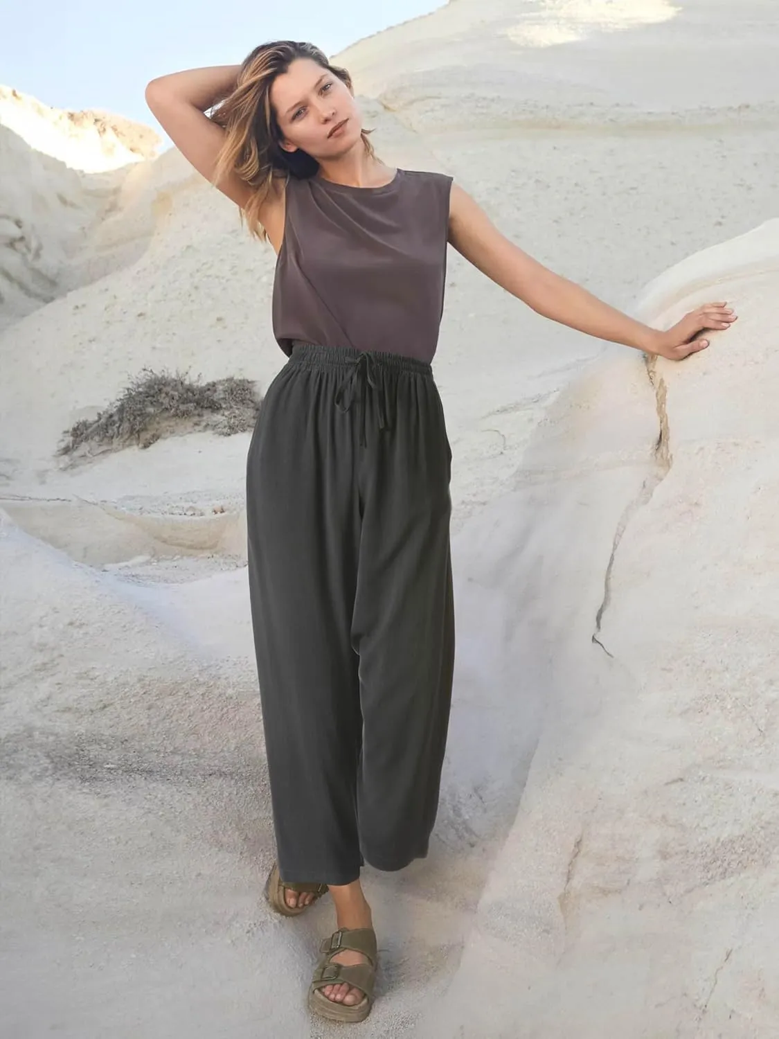 Hat and Beyond Womens Premium Soft Linen Shorts & Pants Relaxed Fit Comfort Resort Wear Boho Beach Coverup Style