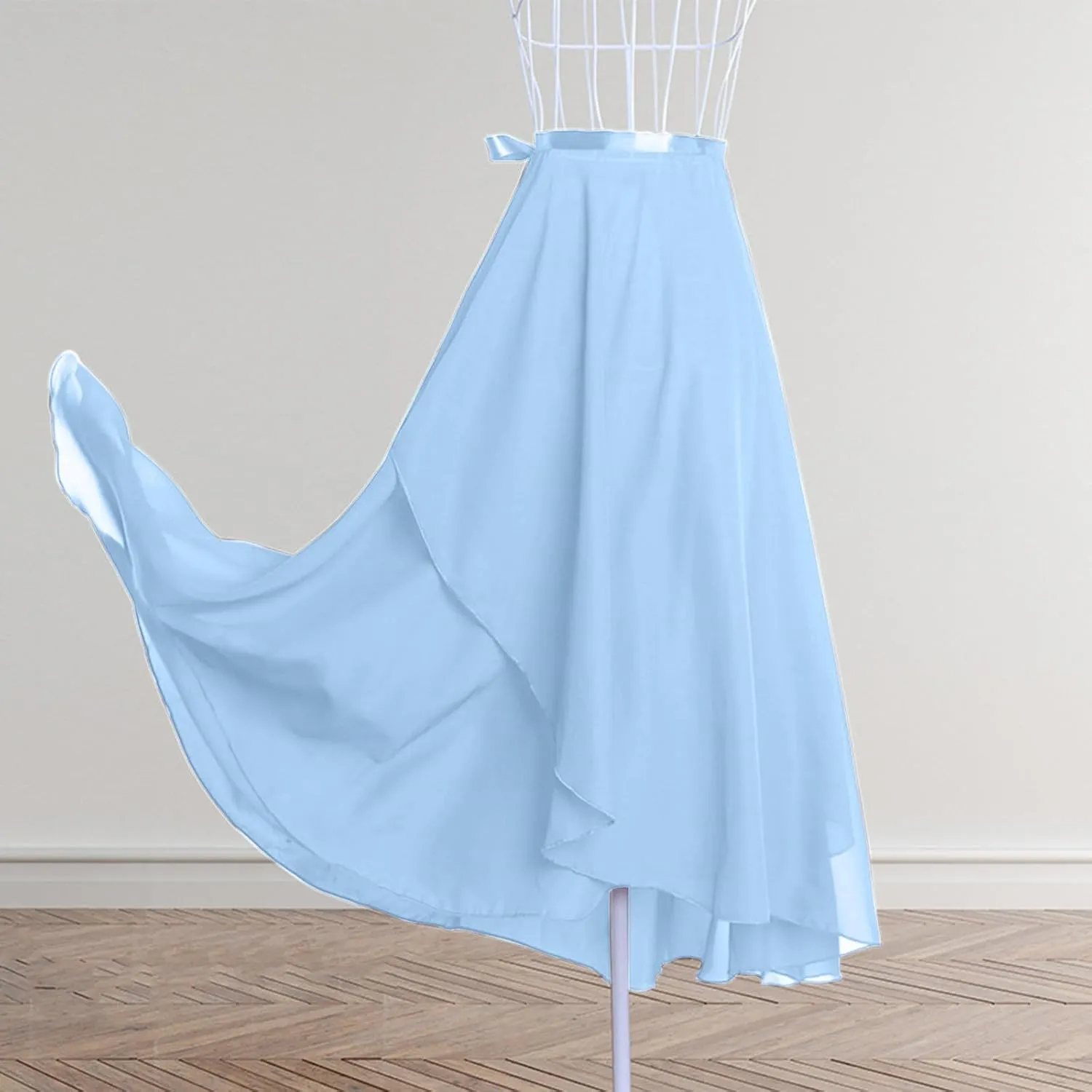 High Waist Wrap Maxi Skirt for Women Asymmetrical Hem Flowing Long Skirts Elegant Formal Outfits