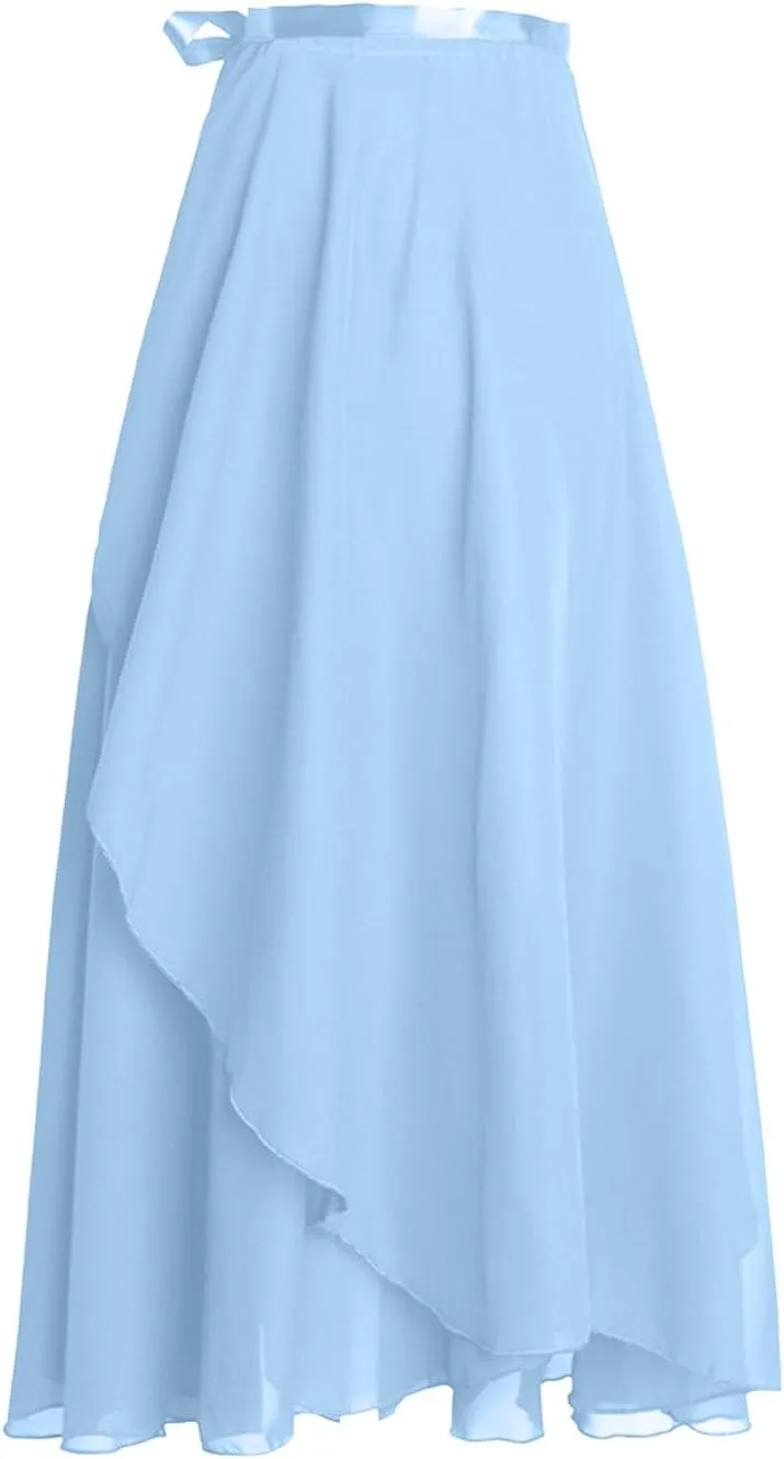 High Waist Wrap Maxi Skirt for Women Asymmetrical Hem Flowing Long Skirts Elegant Formal Outfits