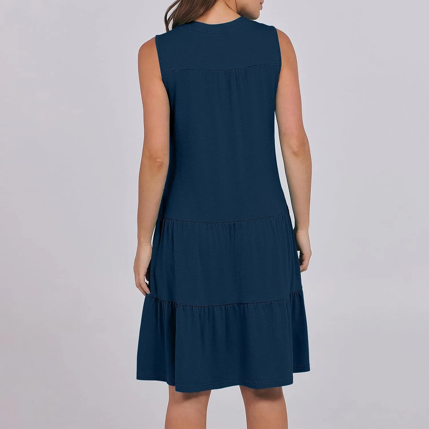 hlysgo Women's Casual Dresses 2025 Summer Beachwear Coverup Peplum Sundress Trendy Sleeveless V Neck Mini Dress with Pockets