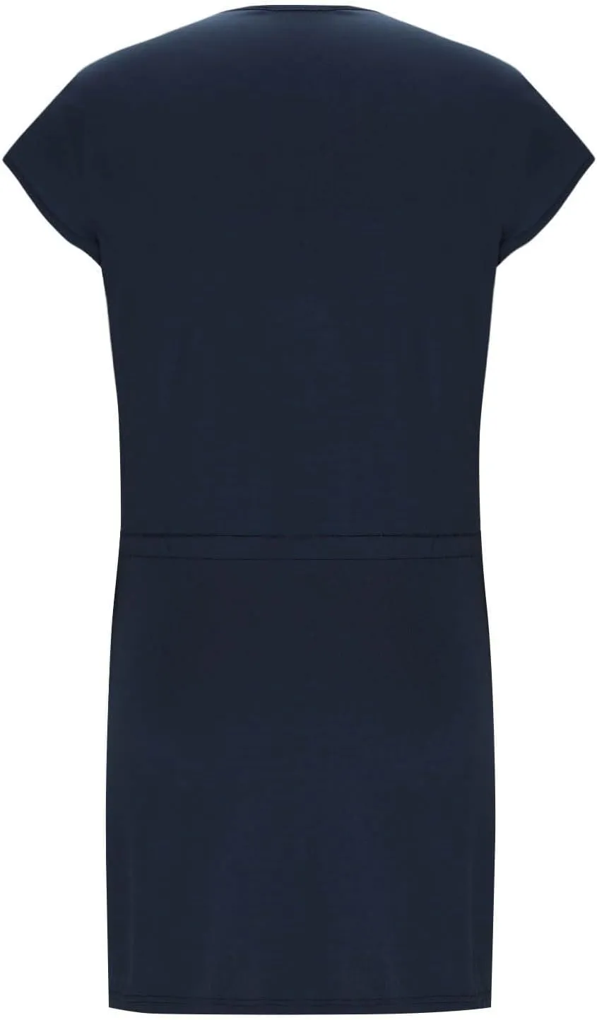 hlysgo Womens Summer Dress 2025 Trendy Short Sleeve V Neck Casual Dresses Drawstring Waist A-Line Mini Dress with Pockets