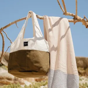 Home.Life Canvas Lined Tote Bag - Natural/Green
