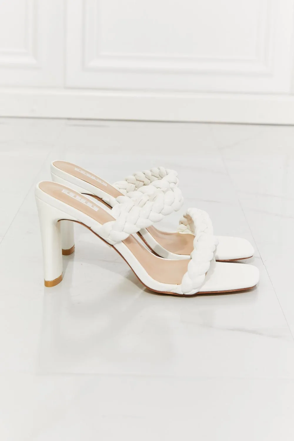 In Love Double Braided Block Heel Sandal in White